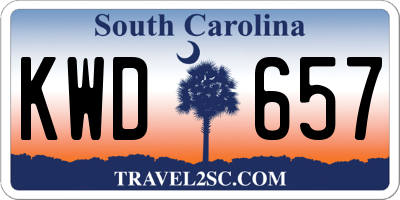 SC license plate KWD657