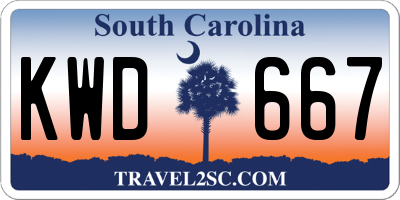 SC license plate KWD667