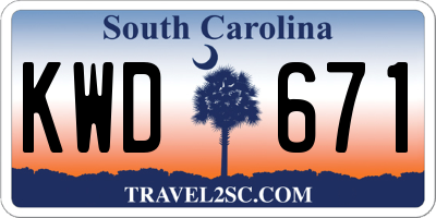 SC license plate KWD671