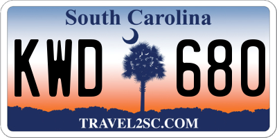 SC license plate KWD680