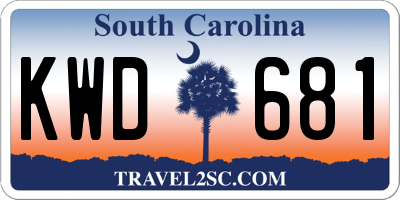 SC license plate KWD681