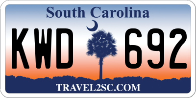 SC license plate KWD692