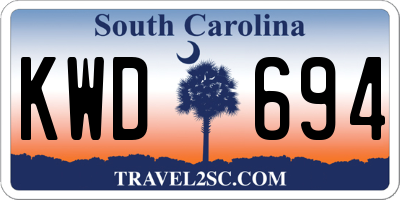 SC license plate KWD694