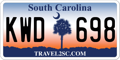 SC license plate KWD698