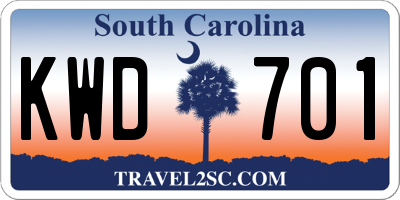 SC license plate KWD701