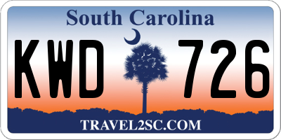 SC license plate KWD726