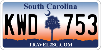 SC license plate KWD753