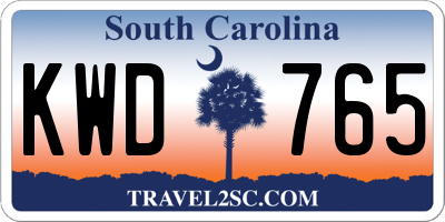 SC license plate KWD765