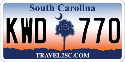 SC license plate KWD770