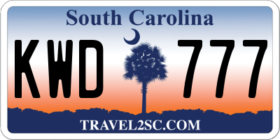 SC license plate KWD777