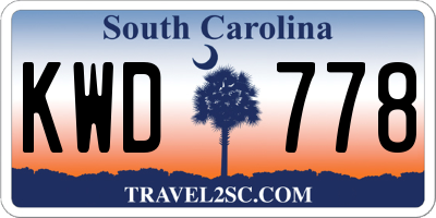 SC license plate KWD778