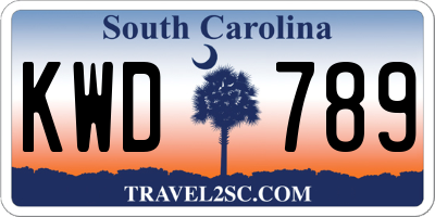 SC license plate KWD789