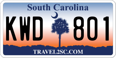SC license plate KWD801