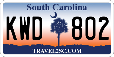 SC license plate KWD802