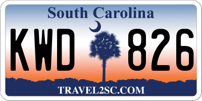 SC license plate KWD826