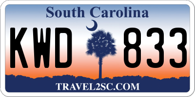SC license plate KWD833