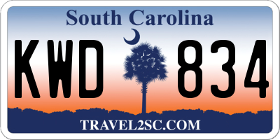 SC license plate KWD834