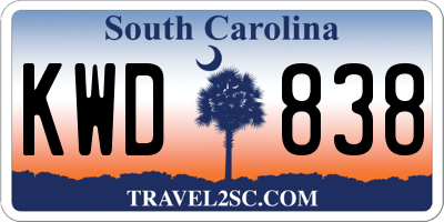 SC license plate KWD838