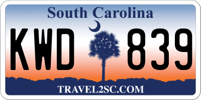 SC license plate KWD839