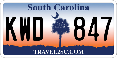 SC license plate KWD847