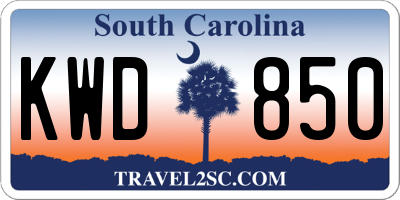 SC license plate KWD850