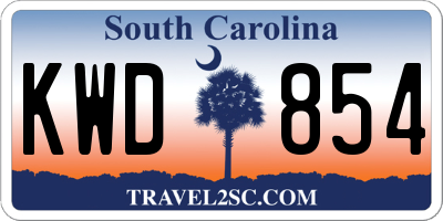 SC license plate KWD854