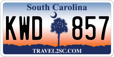 SC license plate KWD857