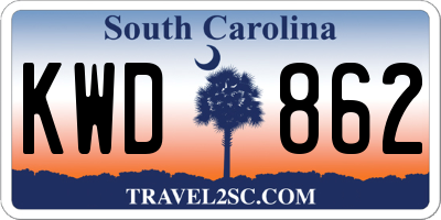 SC license plate KWD862
