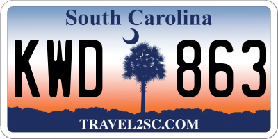 SC license plate KWD863