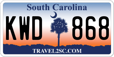 SC license plate KWD868