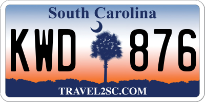 SC license plate KWD876