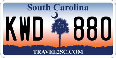 SC license plate KWD880