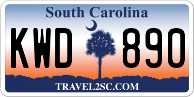 SC license plate KWD890