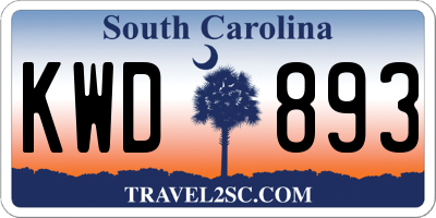 SC license plate KWD893
