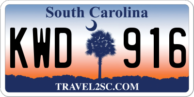 SC license plate KWD916