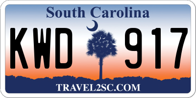 SC license plate KWD917