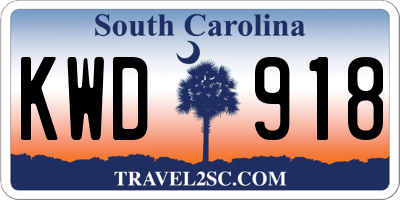 SC license plate KWD918