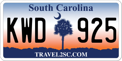 SC license plate KWD925