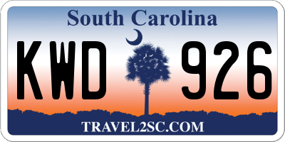 SC license plate KWD926