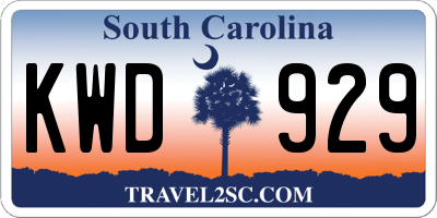 SC license plate KWD929