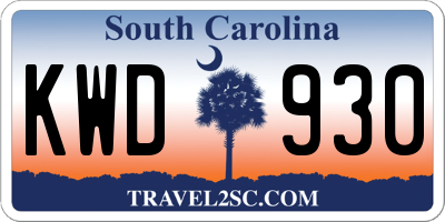 SC license plate KWD930