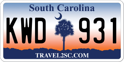 SC license plate KWD931