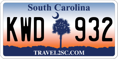 SC license plate KWD932
