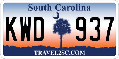 SC license plate KWD937