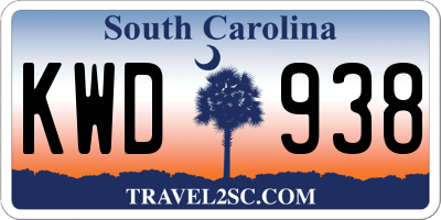 SC license plate KWD938