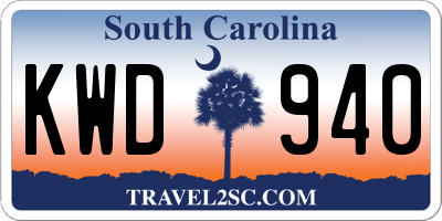SC license plate KWD940
