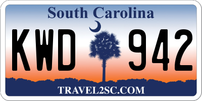 SC license plate KWD942