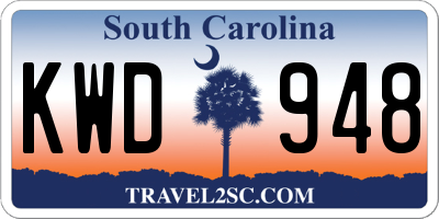 SC license plate KWD948