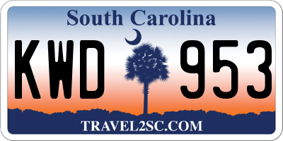 SC license plate KWD953