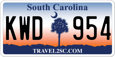 SC license plate KWD954